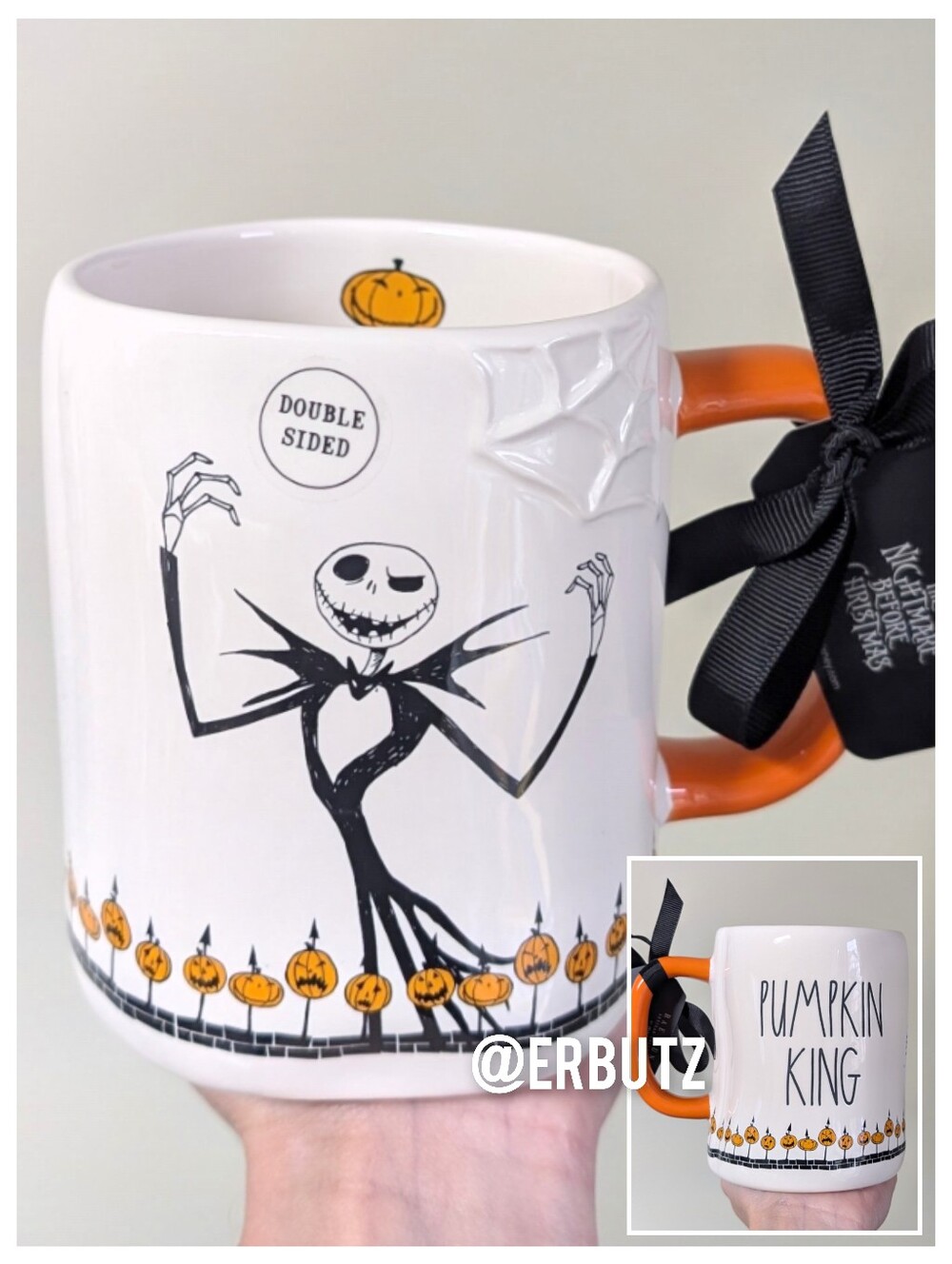 Rae Dunn x Disney Tim Burton's The Nightmare Before Christmas PUMPKIN KING Mug